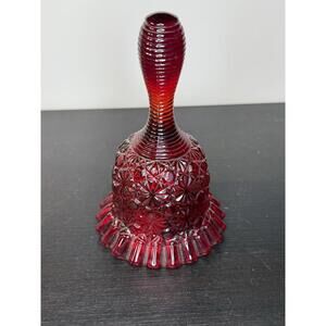 Fenton Ruby Red Bell Ribbed Handle Ruffle Edge Designer Cut Glass